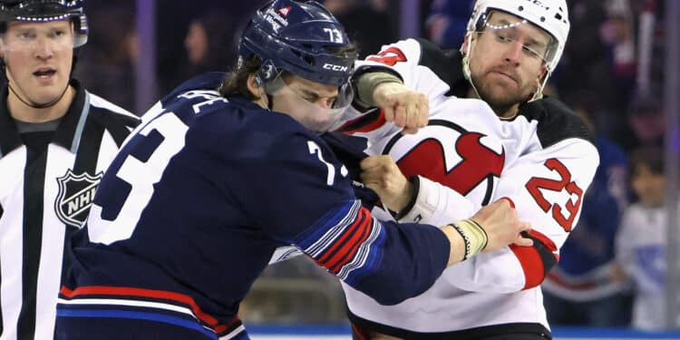Rangers-Devils Game Opens With 5-On-5 Brawl
